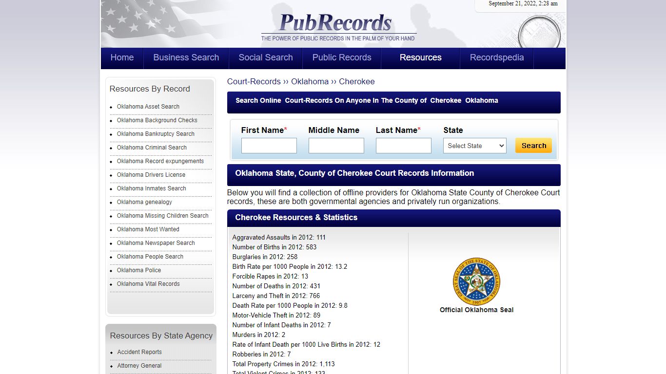 Cherokee County, Oklahoma Court Records - Pubrecords.com